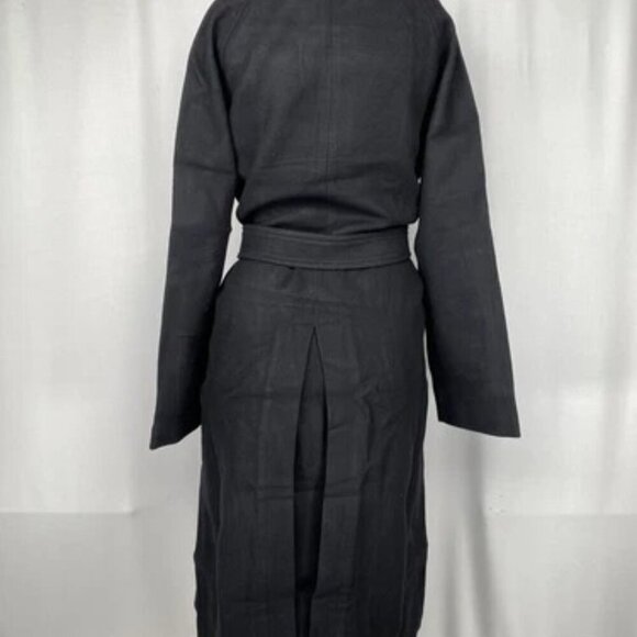 NEW MADEWELL Womens Trench Coat True Black Size S Double Breasted Waist Tie - Picture 6 of 9